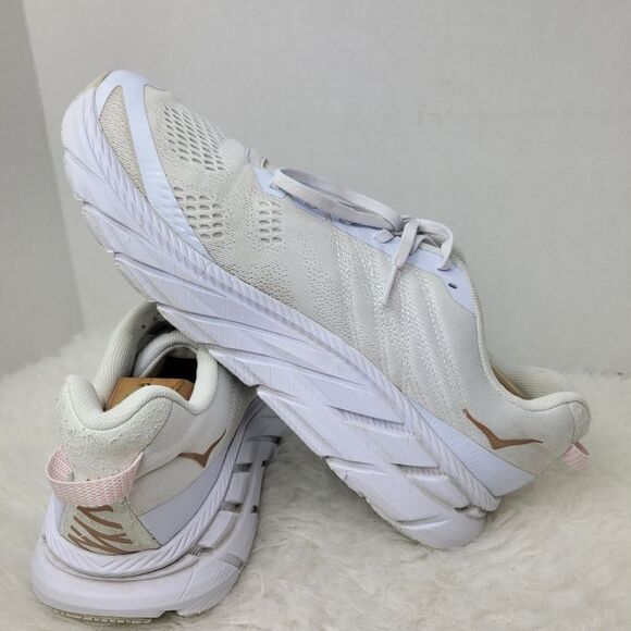 Hoka One One Clifton 6 White & Gold Rose Running Sneakers Shoes Size 11 main image 9